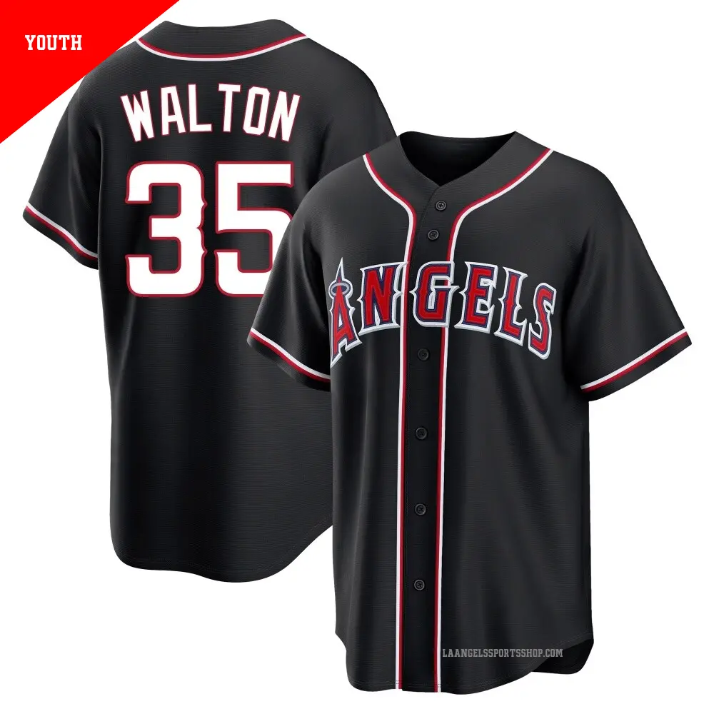 Youth ＃35 Donovan Walton Los Angeles Angels Black Replica Fashion Out Jersey