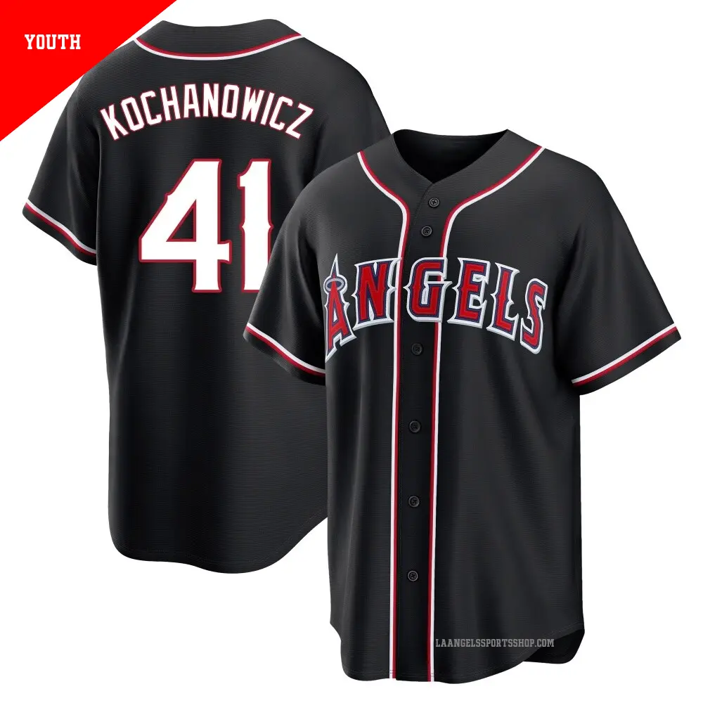 Youth ＃41 Jack Kochanowicz Los Angeles Angels Black Replica Fashion Out Jersey