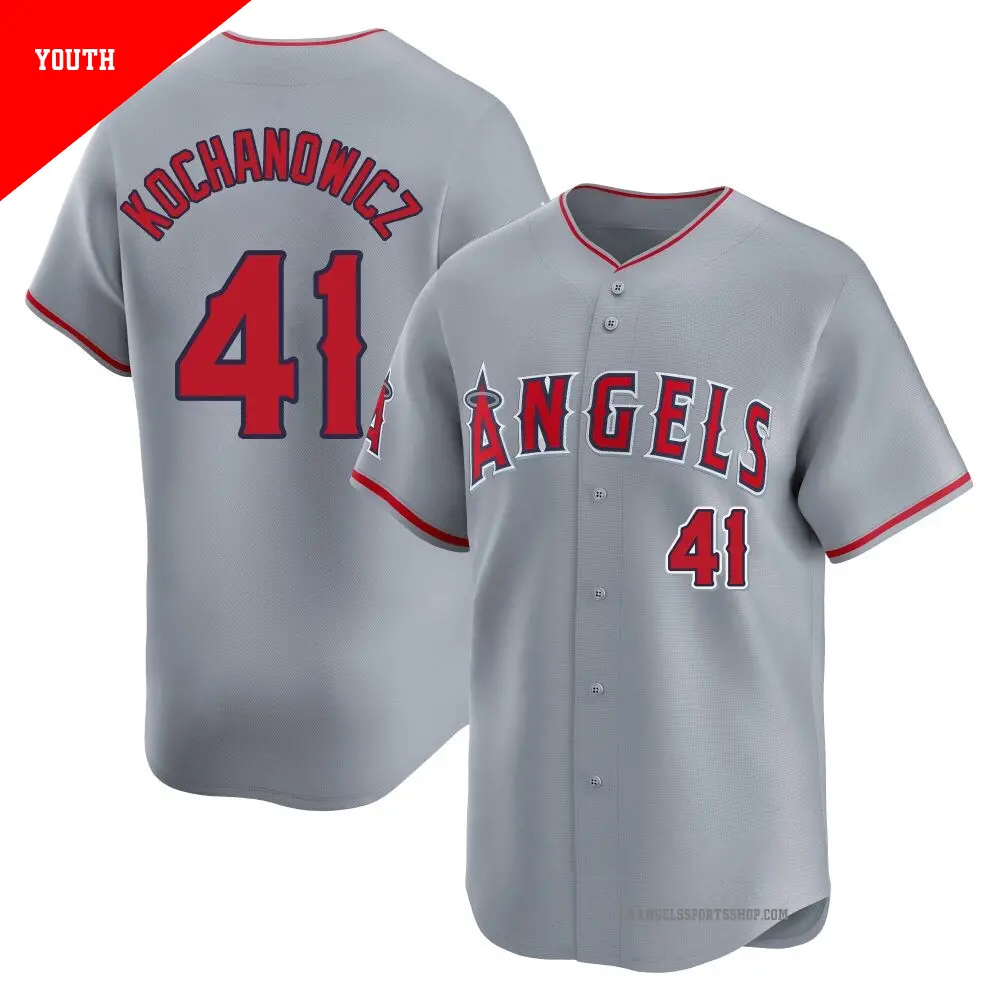 Youth ＃41 Jack Kochanowicz Los Angeles Angels Gray Limited Away Jersey