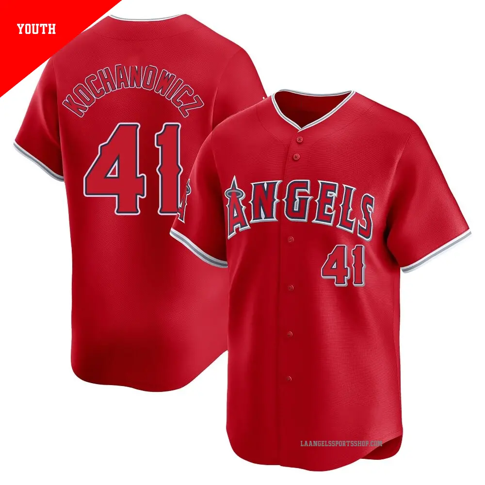 Youth ＃41 Jack Kochanowicz Los Angeles Angels Red Limited Alternate Jersey
