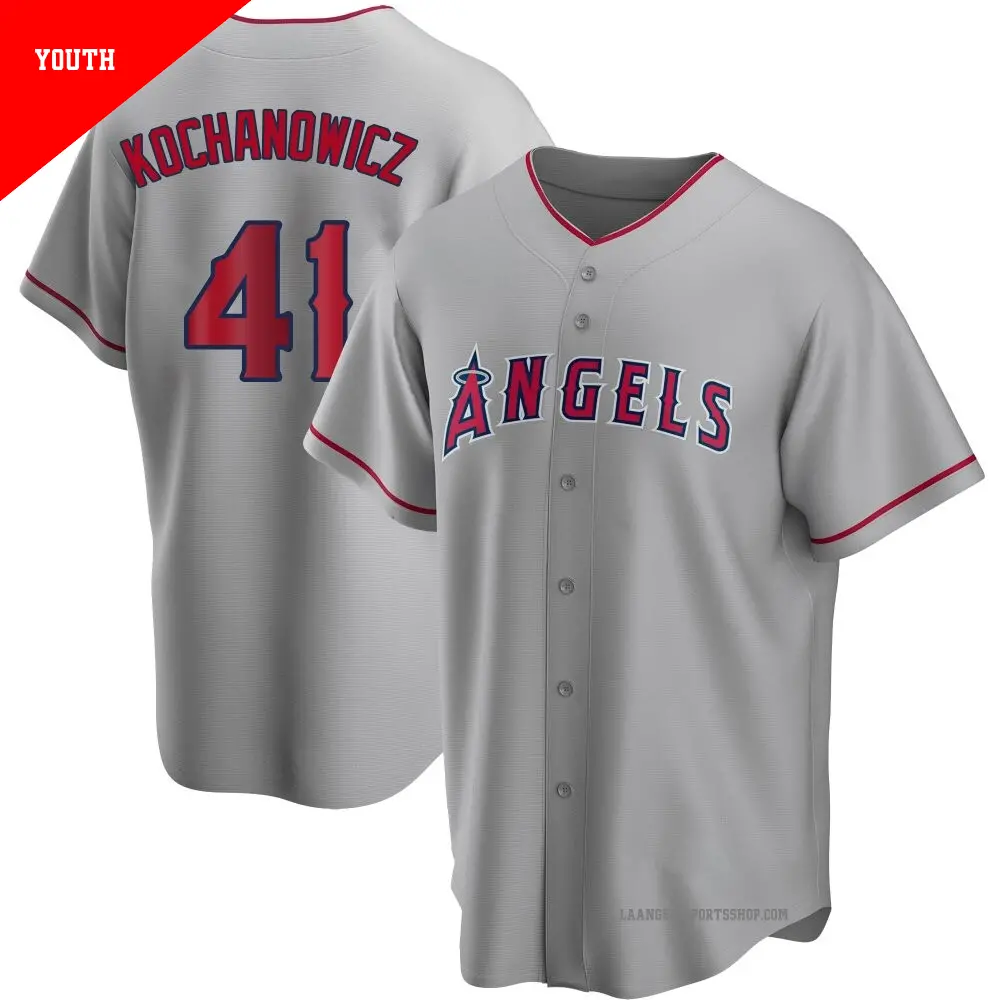 Youth ＃41 Jack Kochanowicz Los Angeles Angels Replica Silver Road Jersey