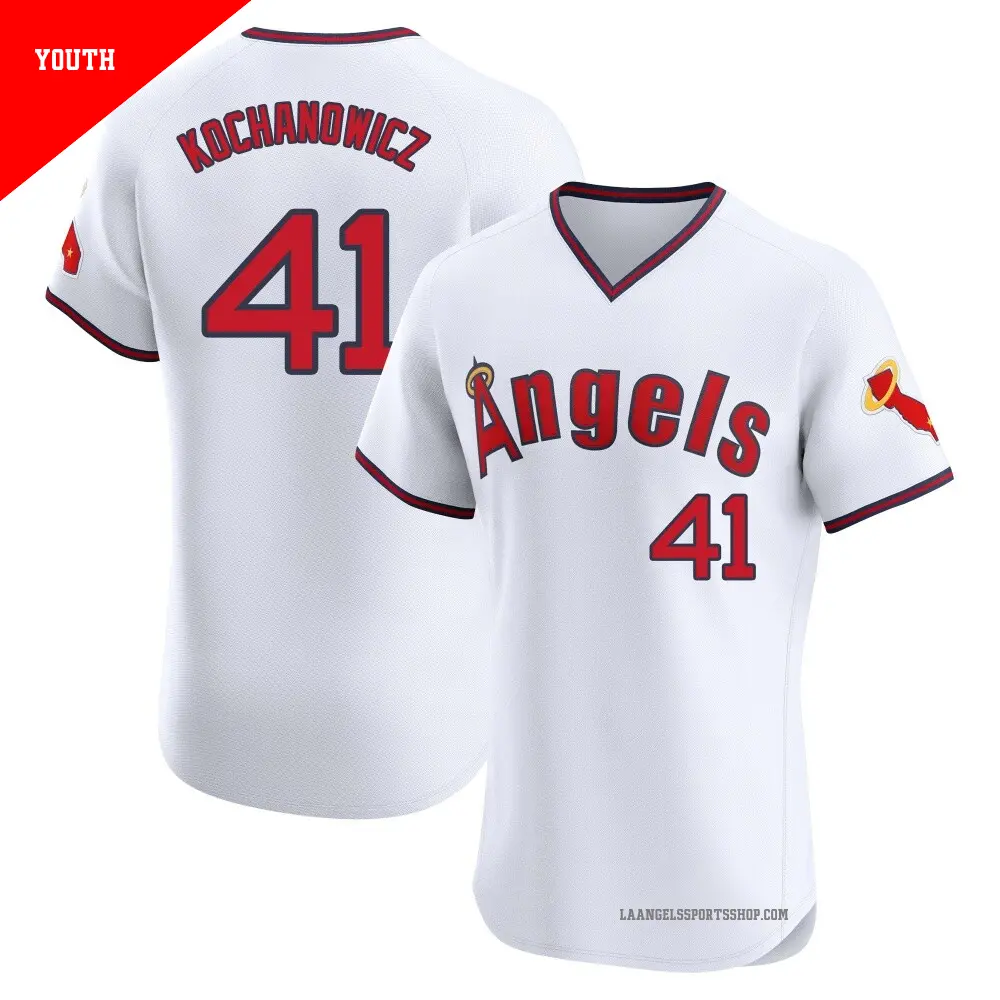 Youth ＃41 Jack Kochanowicz Los Angeles Angels White Elite Alternate 2 Jersey