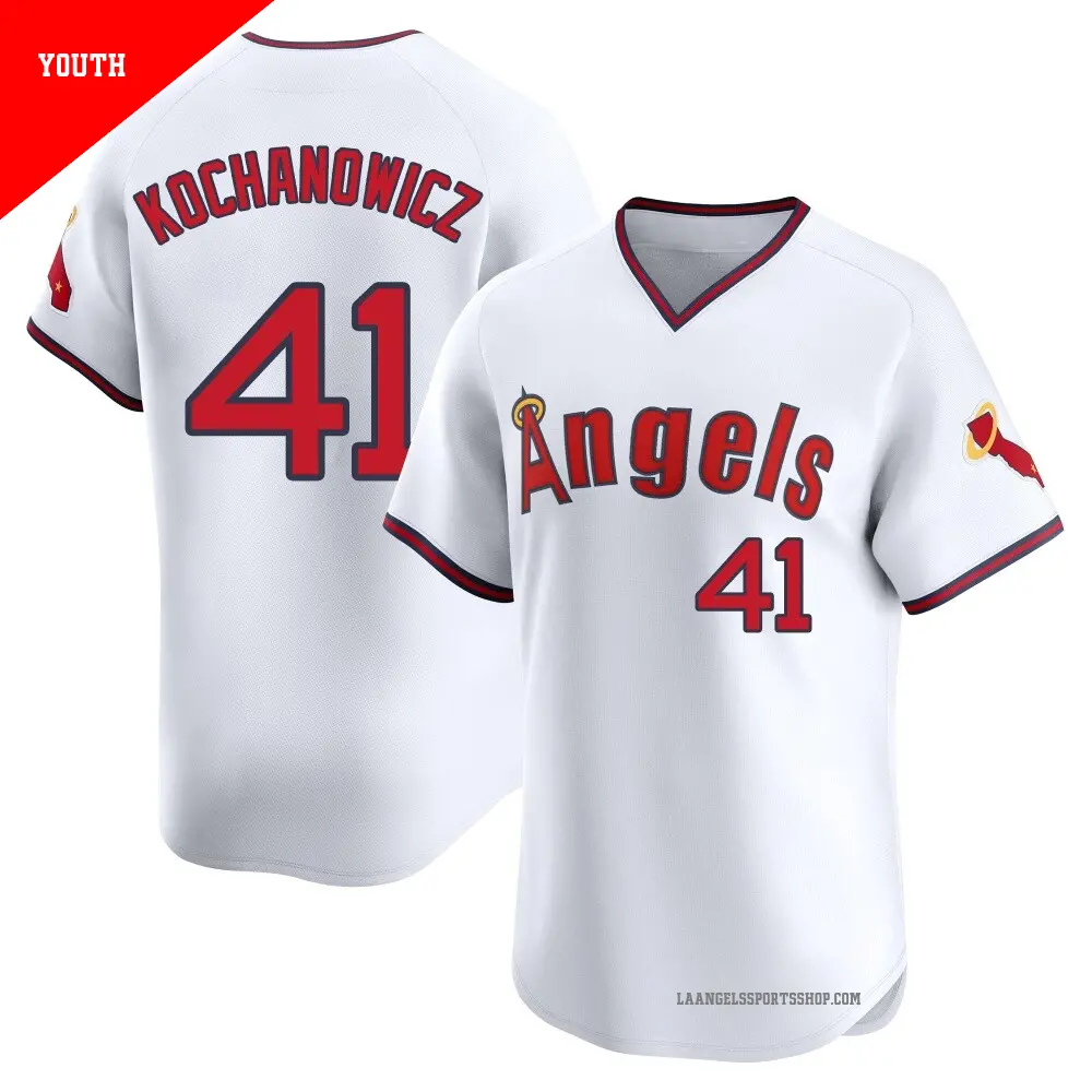 Youth ＃41 Jack Kochanowicz Los Angeles Angels White Limited Alternate 2 Jersey
