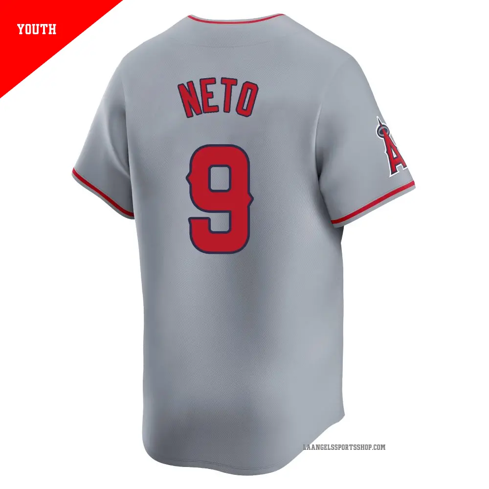 Youth #9 Zach Neto Los Angeles Angels Gray Limited Away Jersey